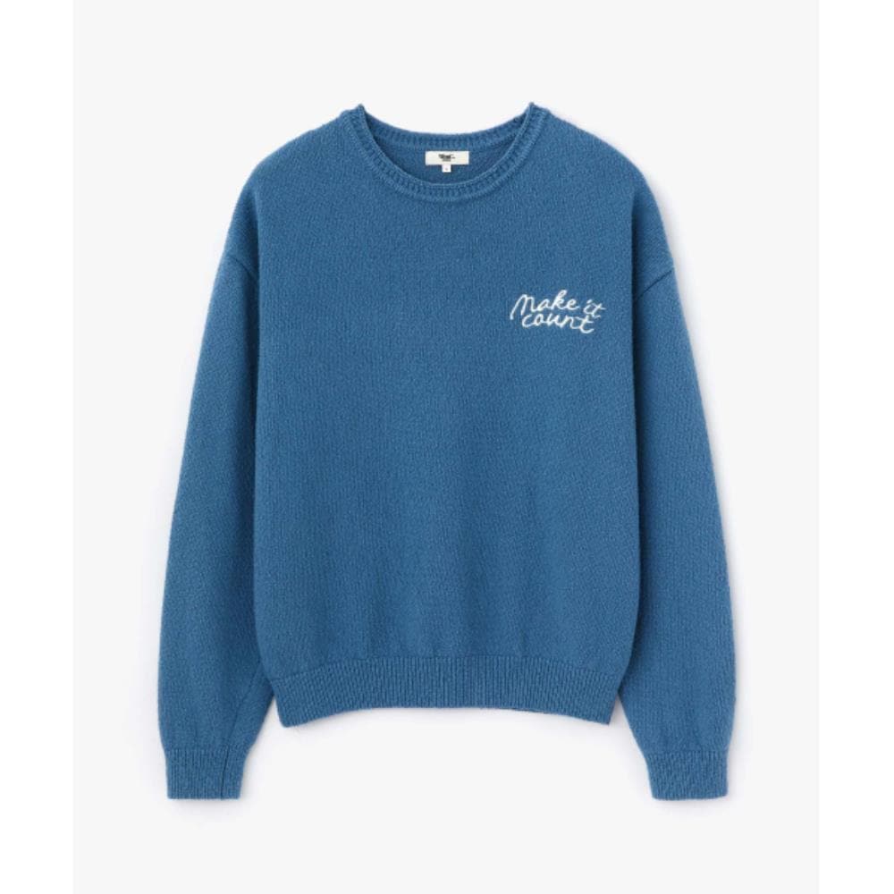 WMC Slogan embroidered knit BLUE O-MOBBR5Y31153