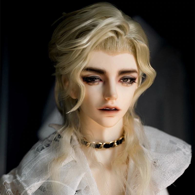 BJD 1/3 ドールウィッグ 手入れ スタイルあり 黒色/薄ゴールド/白色 SD/小顔SDサイズ球体関節人形用ウィッグ
