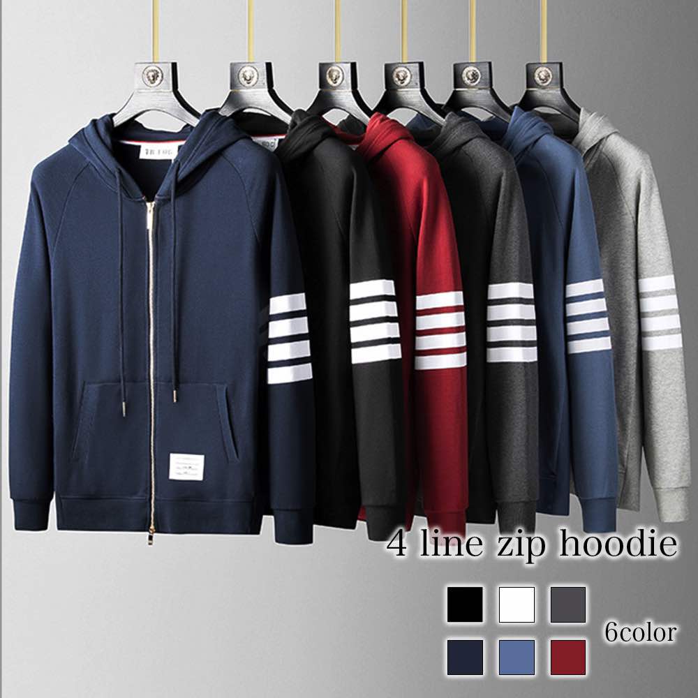 パーカー メンズ 4ラインジップパーカー ジップ 大きいサイズ 春 白 冬 暖かい アウター 黒 モコモコ ブランド 韓国 秋 プルオーバー ストリート ベージュ ゆったり スポーツ 大人 おしゃれ