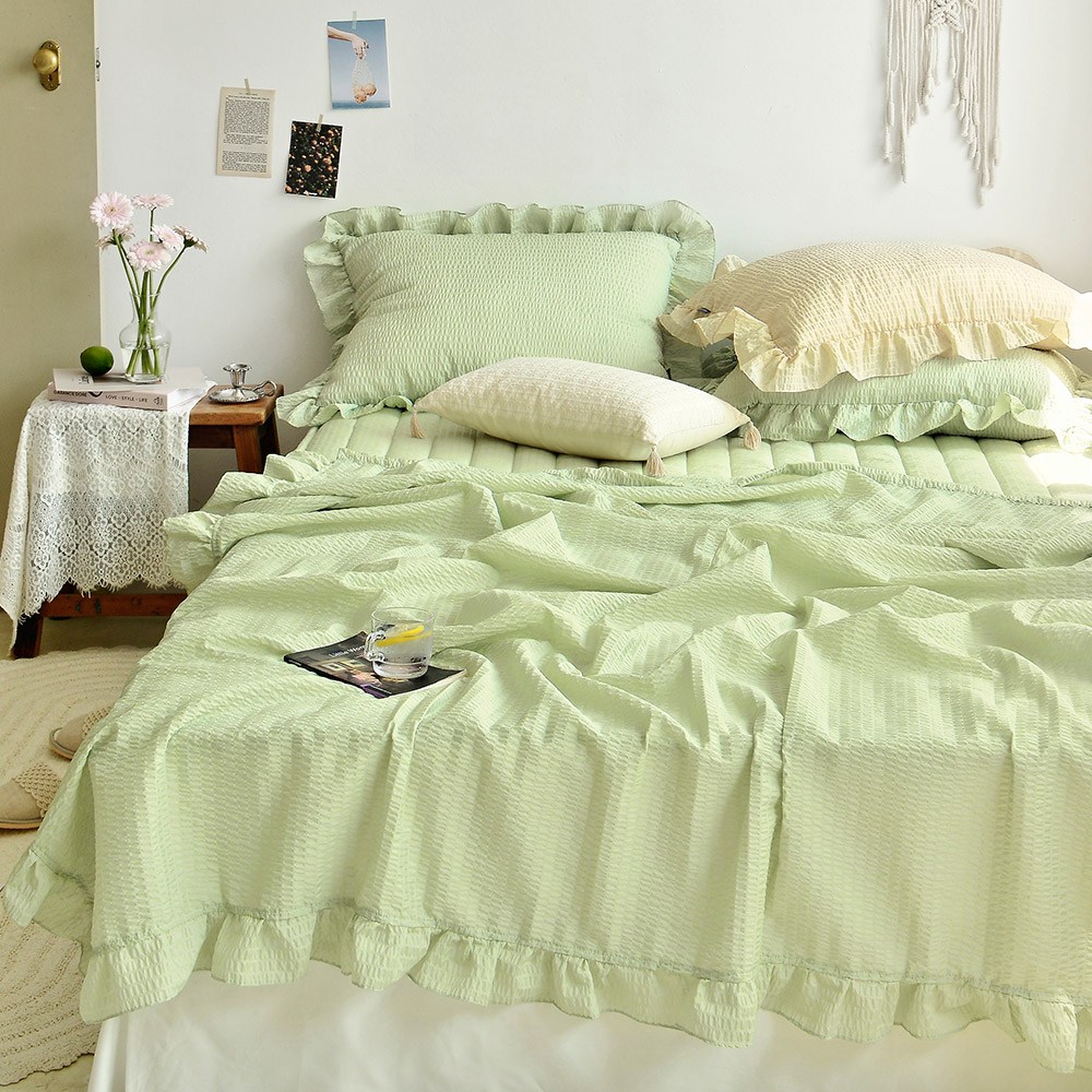 デコワンハニーポップフリルシアサーカー夏布団2p