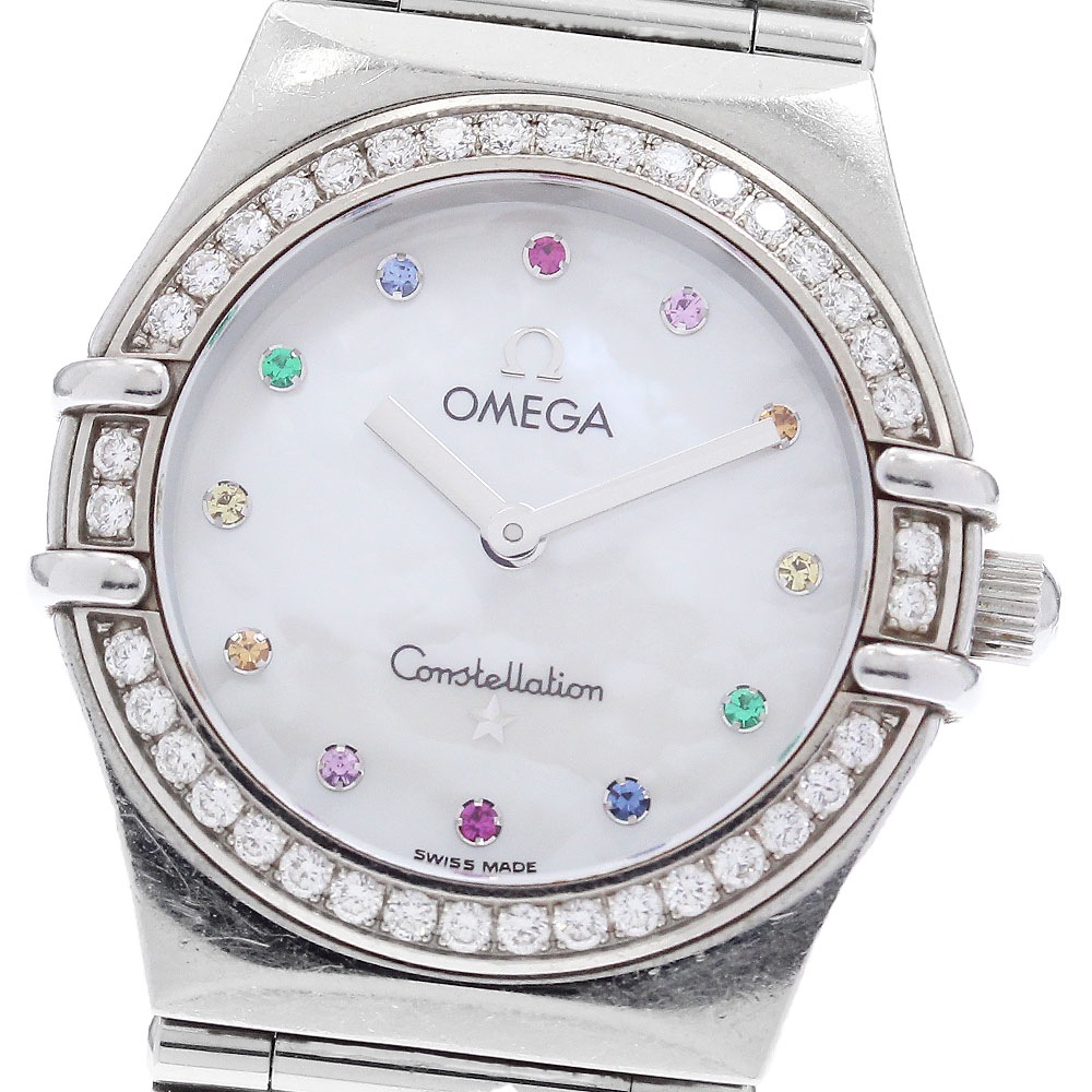 オメガ OMEGA 1475.79 コンステレーション アイリス 12P色石 ダイヤモンドベゼル クォーツ レディース _888560【中古】