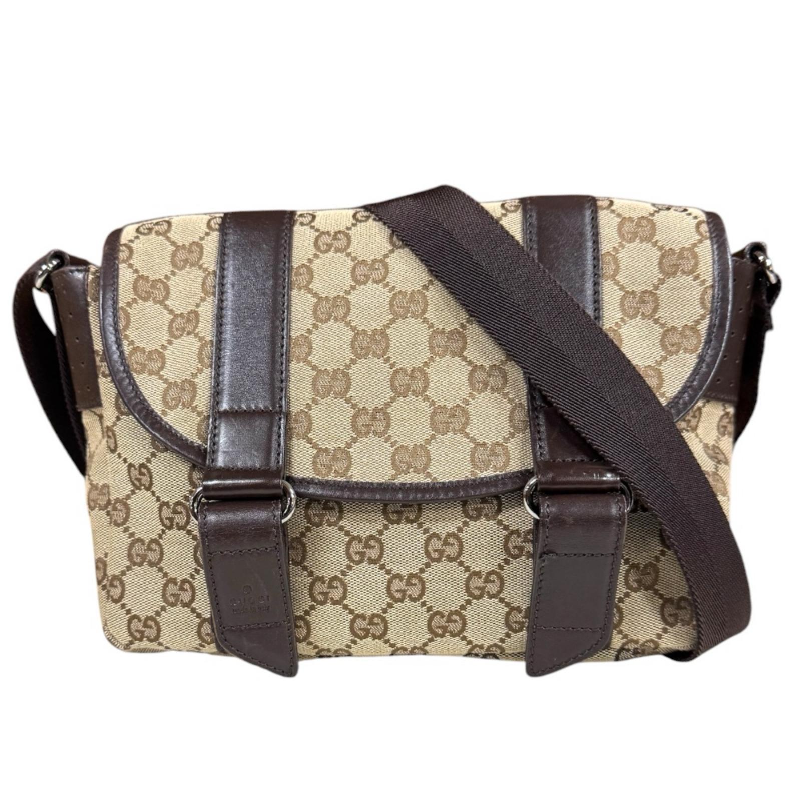 グッチ GGキャンバス ショルダーバッグ GGキャンバス 145858 ブラウン GUCCI 中古