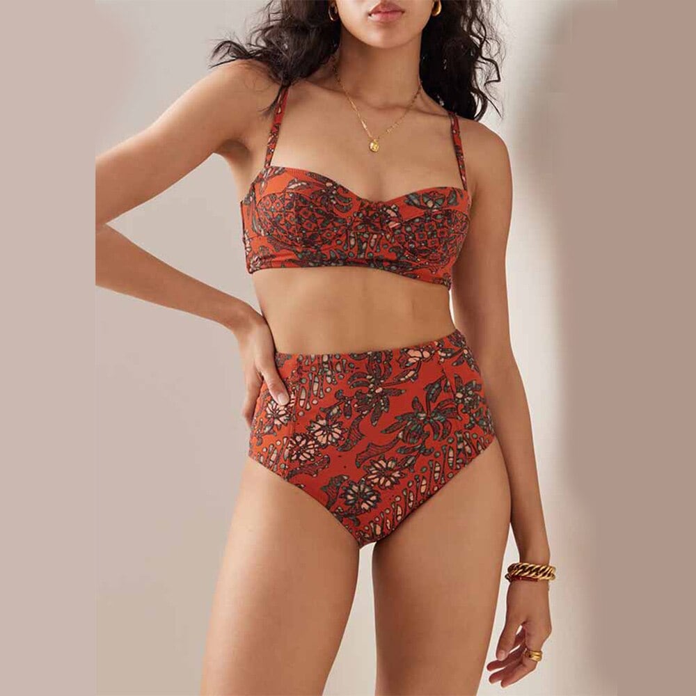 シフォンビーチドレス,プリント,ホルタートップ,ハイウエスト,スリム,ツーピース,エレガントな衣装,