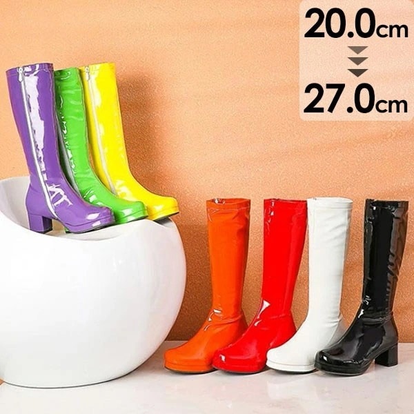 【激安開催！】ロングブーツ ヒール5cm 太ヒール ブーツ 美脚 カジュアル レディース シューズ 靴 秋 冬 春 20代 30代 40代 白 緑 イエロー オレンジ 赤 紫 黒 大きいサイズ 小さい