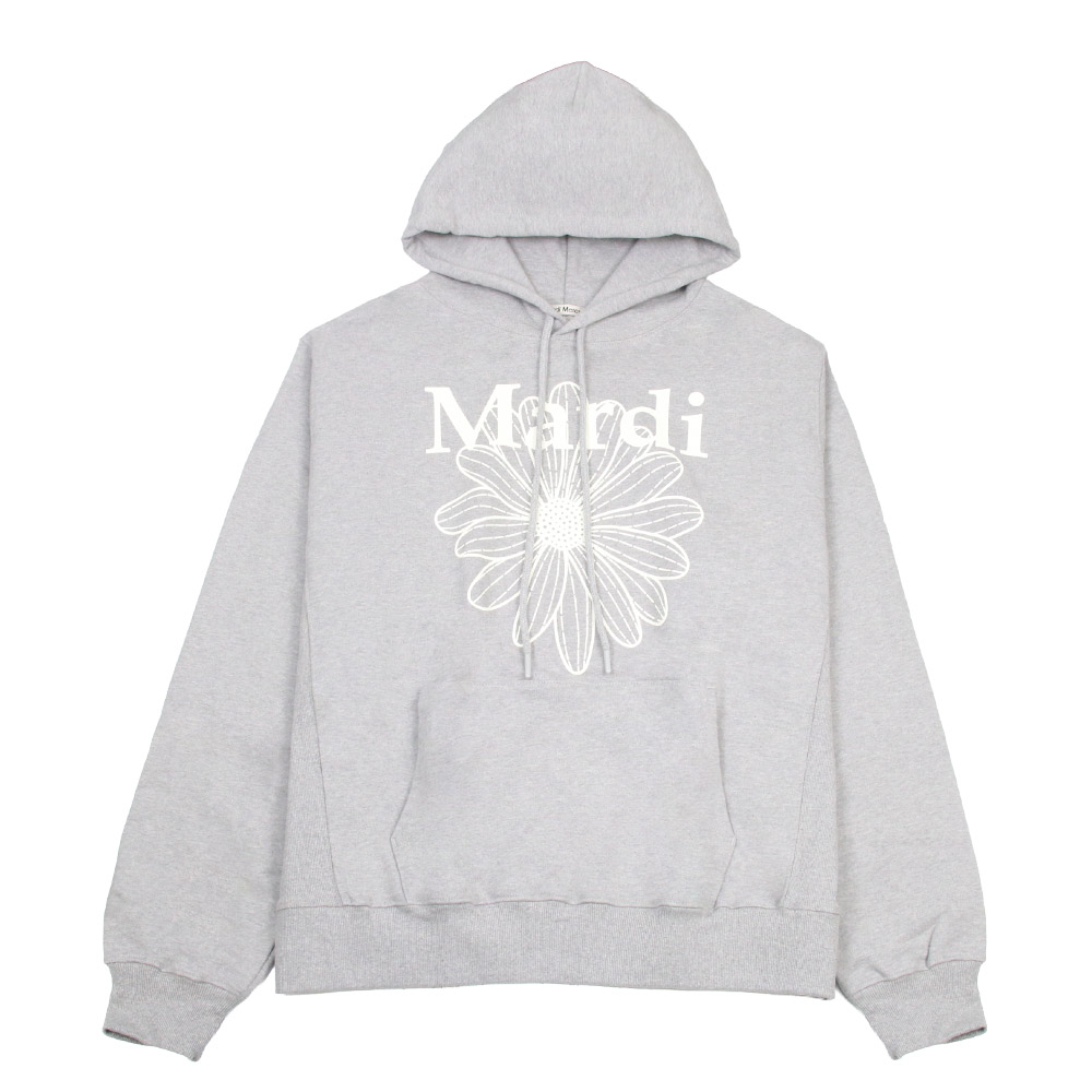 OVERSIZED HOODY FLOWERMARDI GREY IVORY 長袖 レディース 韓国 ファッション アパレル プルオーバー