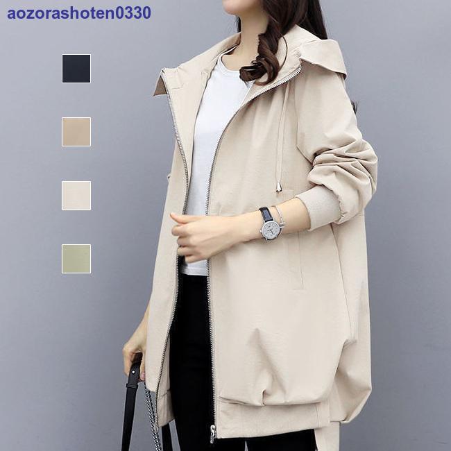 マウンテンパーカー トレンチコート 裏地あり コート トレンチコート ジャケットコート フード付き 羽織り ミディアム丈 レディース アウター マウンテンパーカー