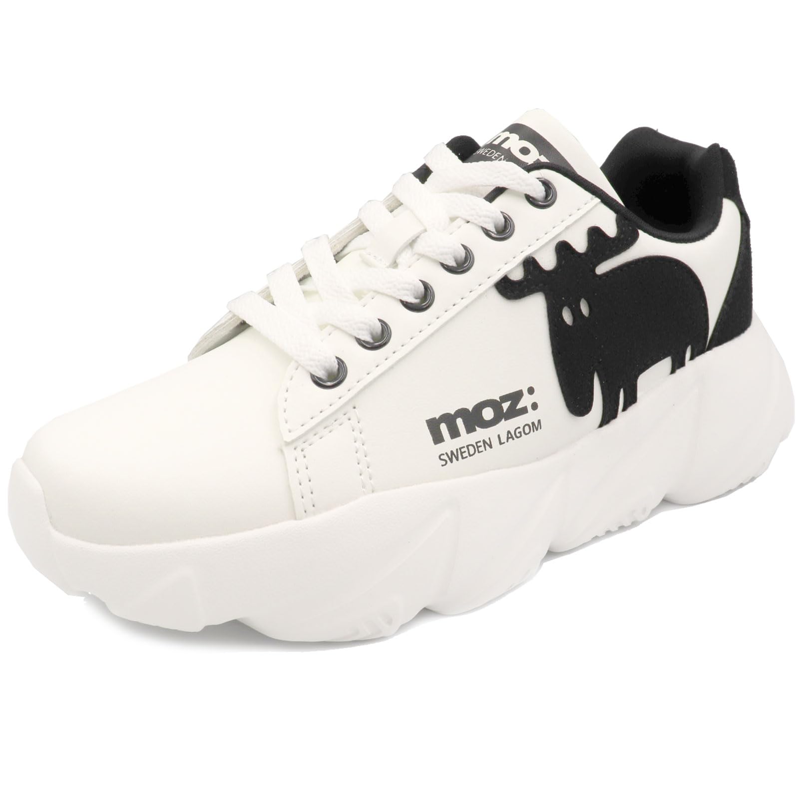 [モズ] ビッグエルク厚底スニーカー MZ3020 レディース WHT/BLK 24.5 cm