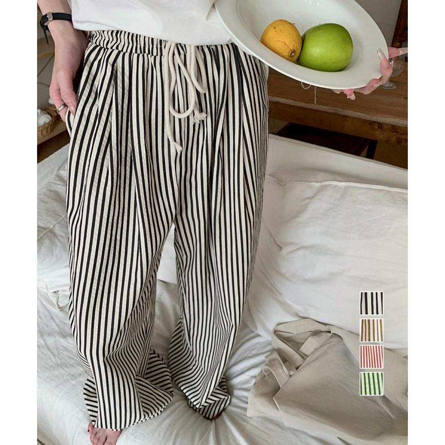 ストライプセミワイドパンツ ハイウエスト【ネコポス投函】