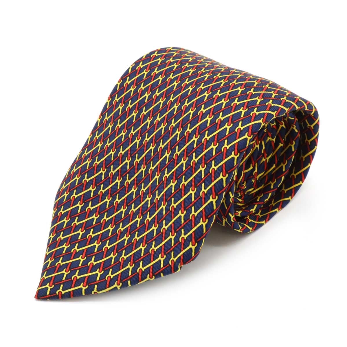 ネクタイ 総柄 シルク100% 絹 ネイビー 紺 イエロー 黄色 レッド