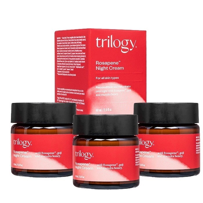 トリロジー Trilogy　ロザピンナイトクリーム60ml 3本 夜用保湿クリーム 海外発送便商品：日時指定不可　国際郵便発送
