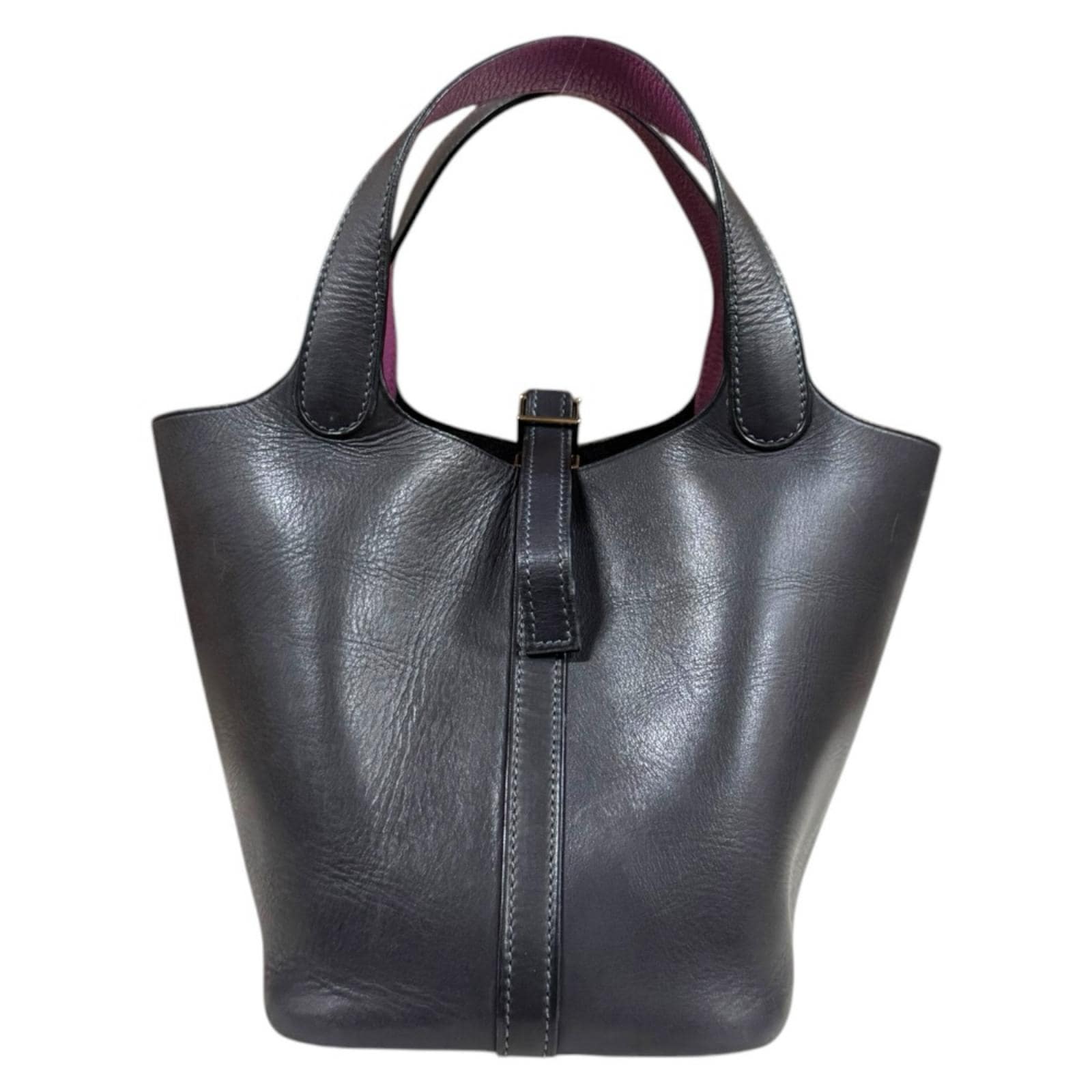 エルメス ピコタンPM ハンドバッグ レザー ブラック HERMES 中古