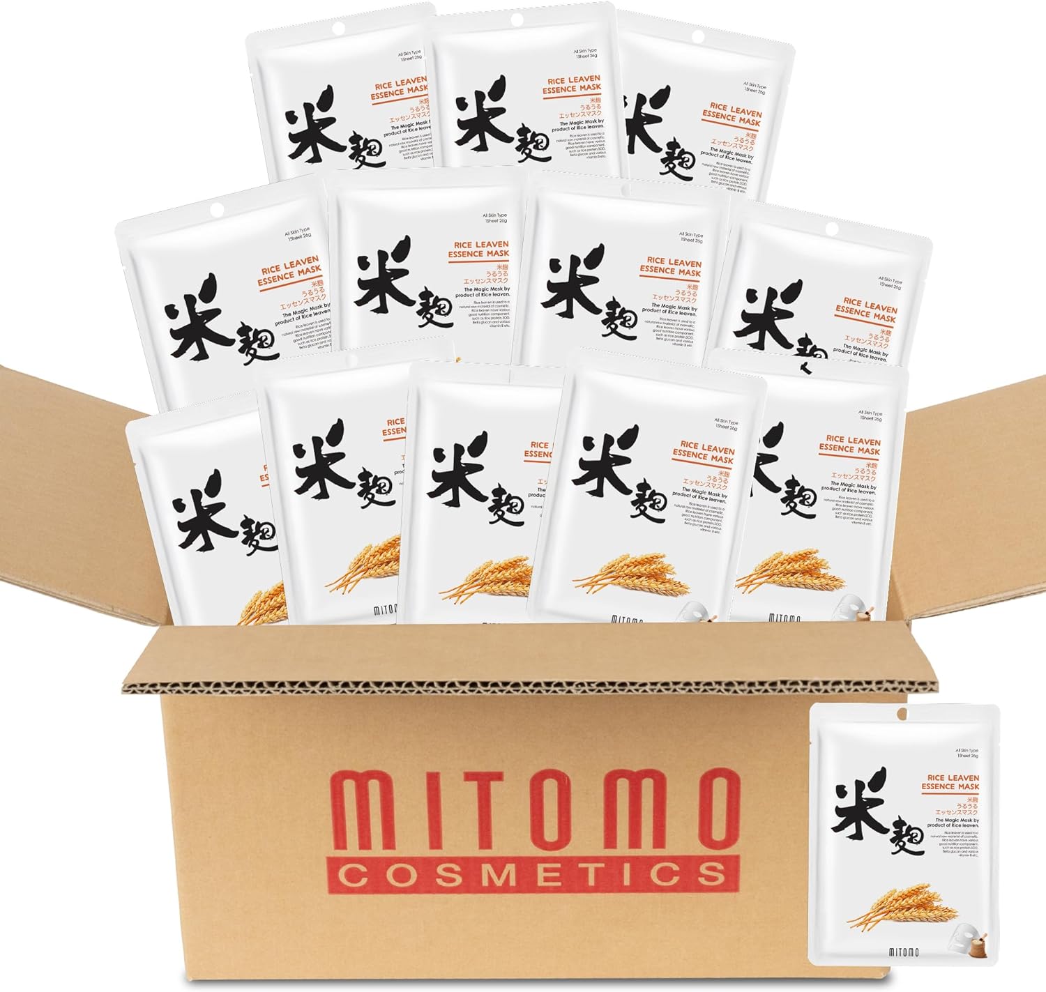 日本製 ライスレブンフェイシャルエッセンスマスク/100枚入り/美容液/スキンケア 潤いマスクパック[JPSS00612-E-4x010]