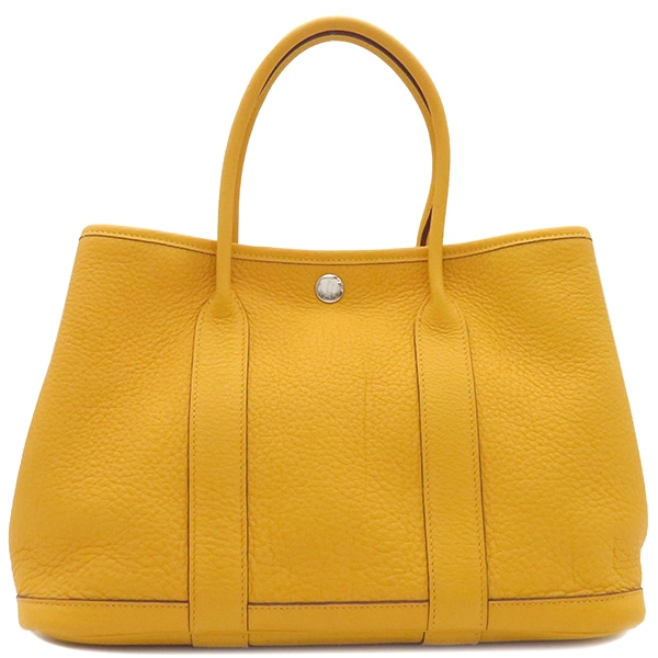 エルメス HERMES トートバッグ ガーデンパーティーTPM ネゴンダ ソレイユ シルバー金具 黄色 M刻印 【保存袋】【中古】