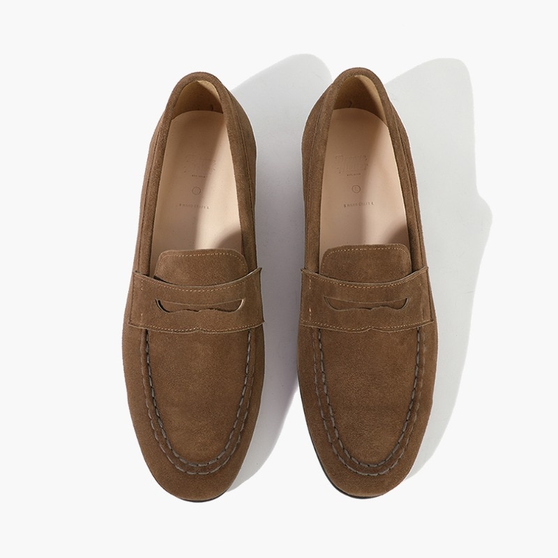 スエード ペニーローファーメンズ 本革 Uチップ ローファー メンズ 軽量 韓国ファッション靴 MB
