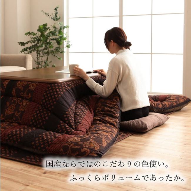 こたつ布団 厚掛け 厚手 正方形 205x205cm 表裏 コットン 綿100％ 万葉 国産 日本製