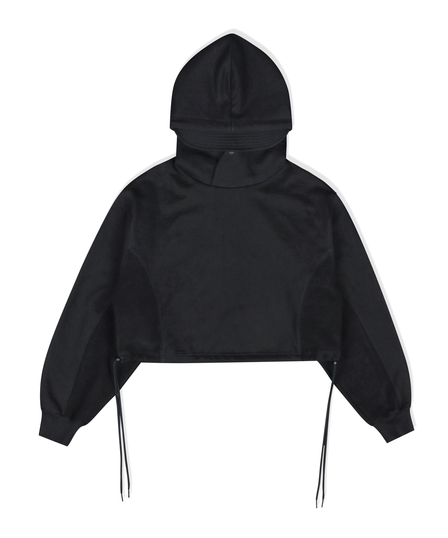 REVERSE BLOCK CAP CROP HOODIE（BLACK）/size：OS