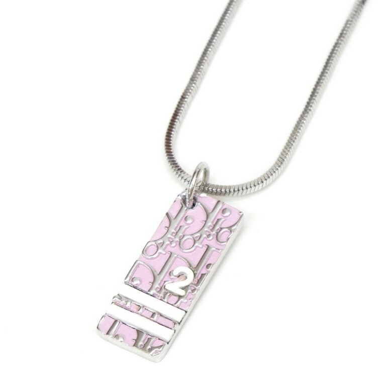 Christian Dior ペンダントネックレス トロッター NO.2 ピンクシルバー【中古】(63774)