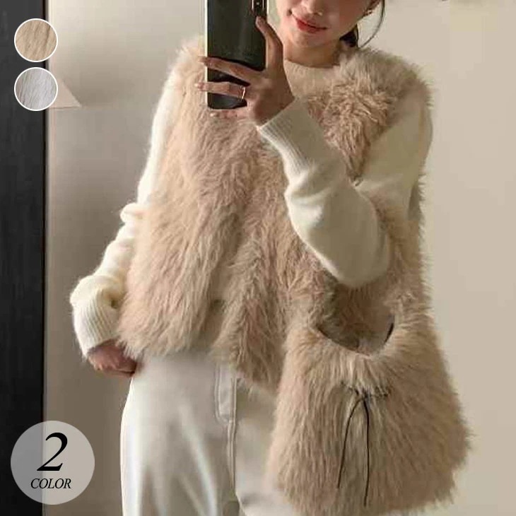 【2025新作 急速出荷】ボアバッグ付き ボアベスト レディース 秋 冬 セット ボア ふわふわ もこもこ 暖かい 防寒 保温 お洒落 トップス 羽織り 重ね着 レイヤード 冬スタイル きれいめ 上品
