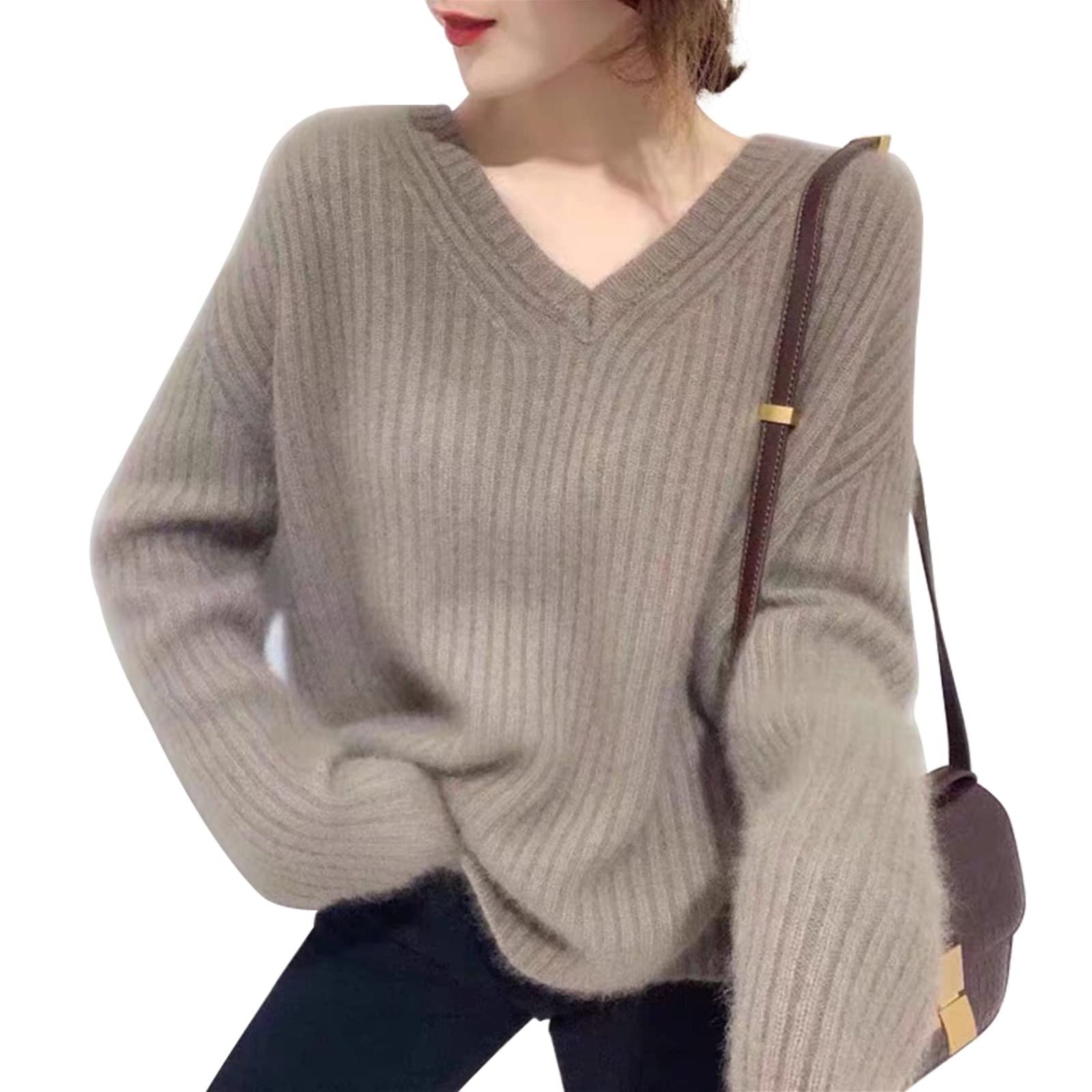 ニット セーター レディース Vネック ニット トップス プルオーバー 長袖 無地 厚手 インナー服 お洒落 きれいめ 暖かい カットソー 防寒 おしゃれ かわいい 冬 春 通勤 シンプル 体型カバー