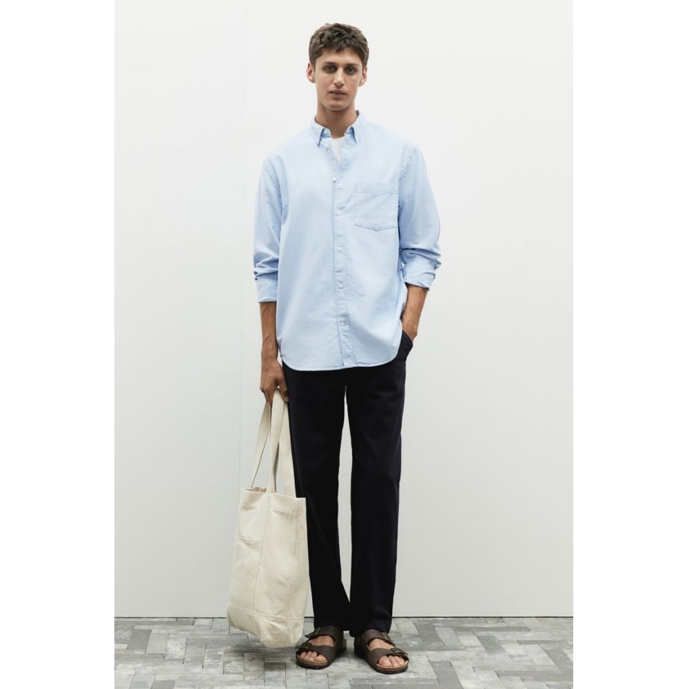 H&M レギュラーフィットオックスフォードシャツライトブルー
