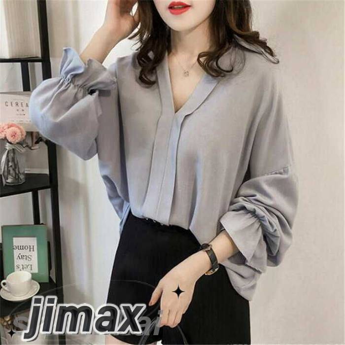 ブラウス レディース おしゃれ 40代 春秋 ブラウス 長袖 シャツ Vネック 無地 大きいサイズ オフィス 韓国風 トップス 通勤 大人 上品 着痩せ 新作