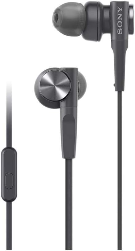 ソニー イヤホン 重低音モデル MDR-XB55AP : カナル型 リモコン・マイク付き ブラック MDR-XB55AP B