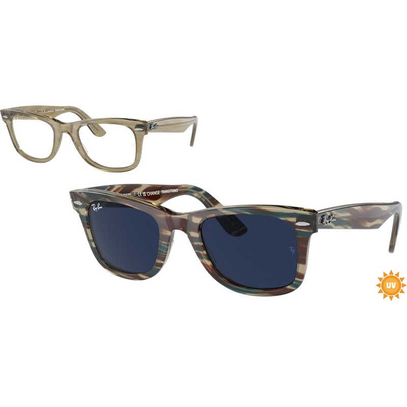 ORIGINAL WAYFARER CHANGE TRANSITIONS(Low Bridge Fit) RB2140F 1387GG 52mm フォトクロミックストライプグレー/クリアブルー調光