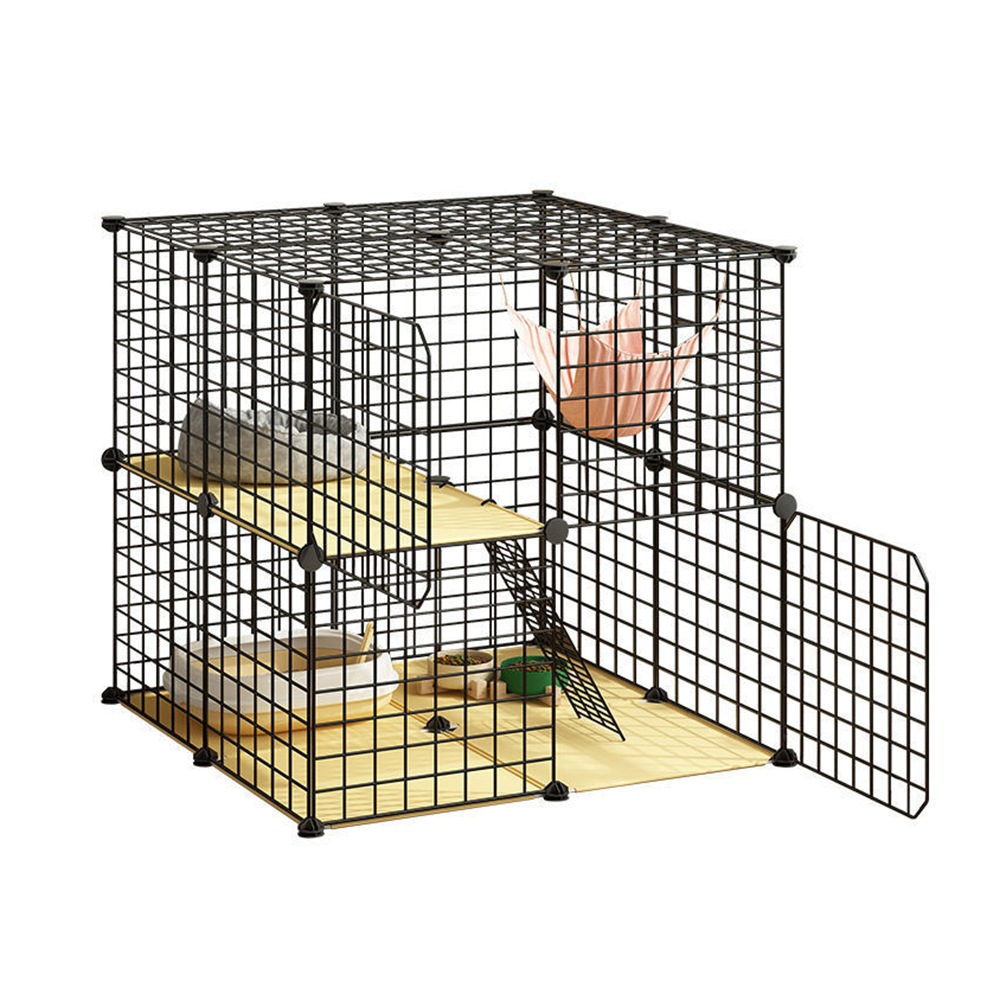 猫 ケージ 2段 キャットケージ 幅広設計 自由組み合わせ 多段 トレー付き 猫ドア付き ハンモック付き キャットハウス ネコ ハウス 多頭飼い 多頭 スチール 大型 猫ゲージ 高級感 おしゃれ