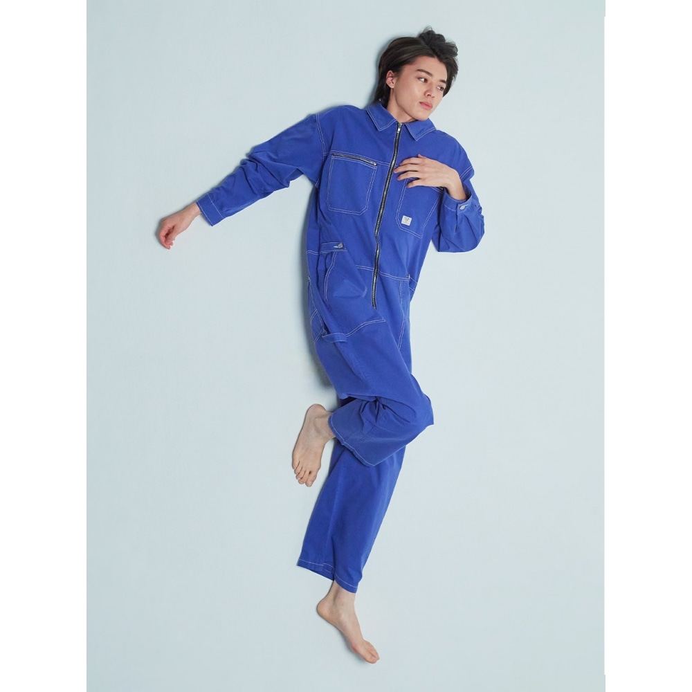 INSTANTFUNKコットンジップジャンプスーツブルー