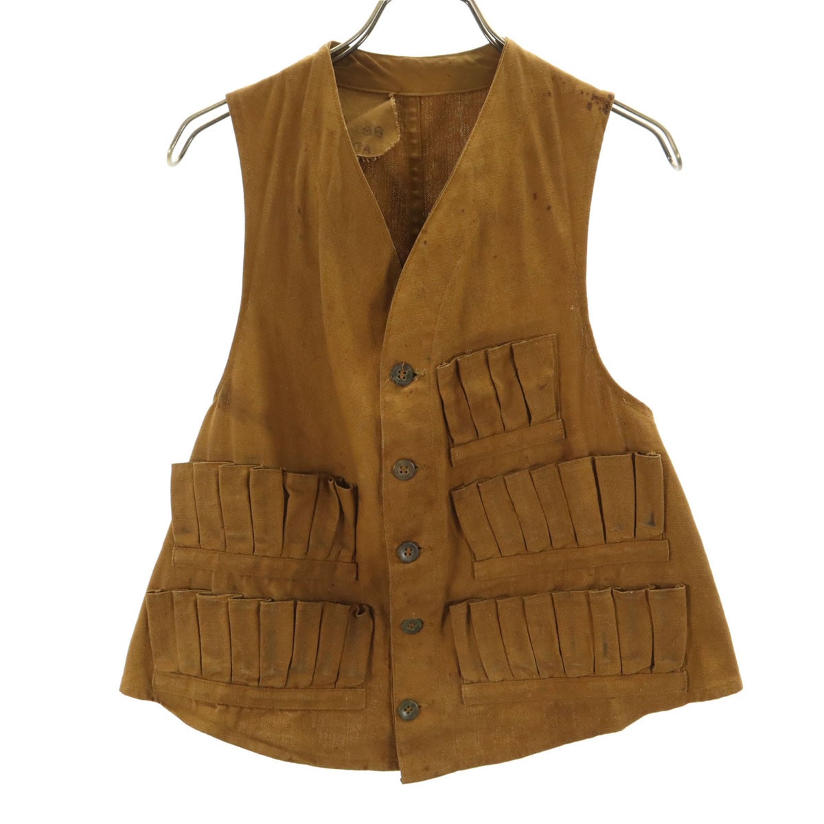 VINTAGE ヴィンテージ 40s 50s ノースリーブ ハンティング ベスト ベージュ メンズ 古着
