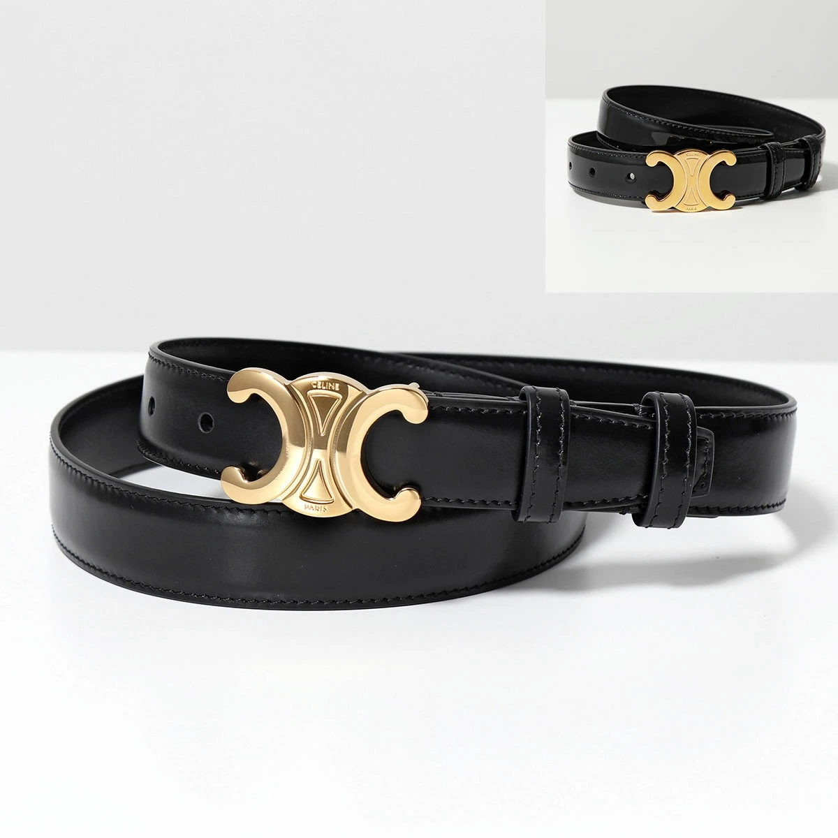 CELINE セリーヌ ベルト Triompheトリオンフ 45AK93A01.38NO 45AK93AP2.38NO レディース ミディアム 25MM レザー メタルロゴ カラー2色