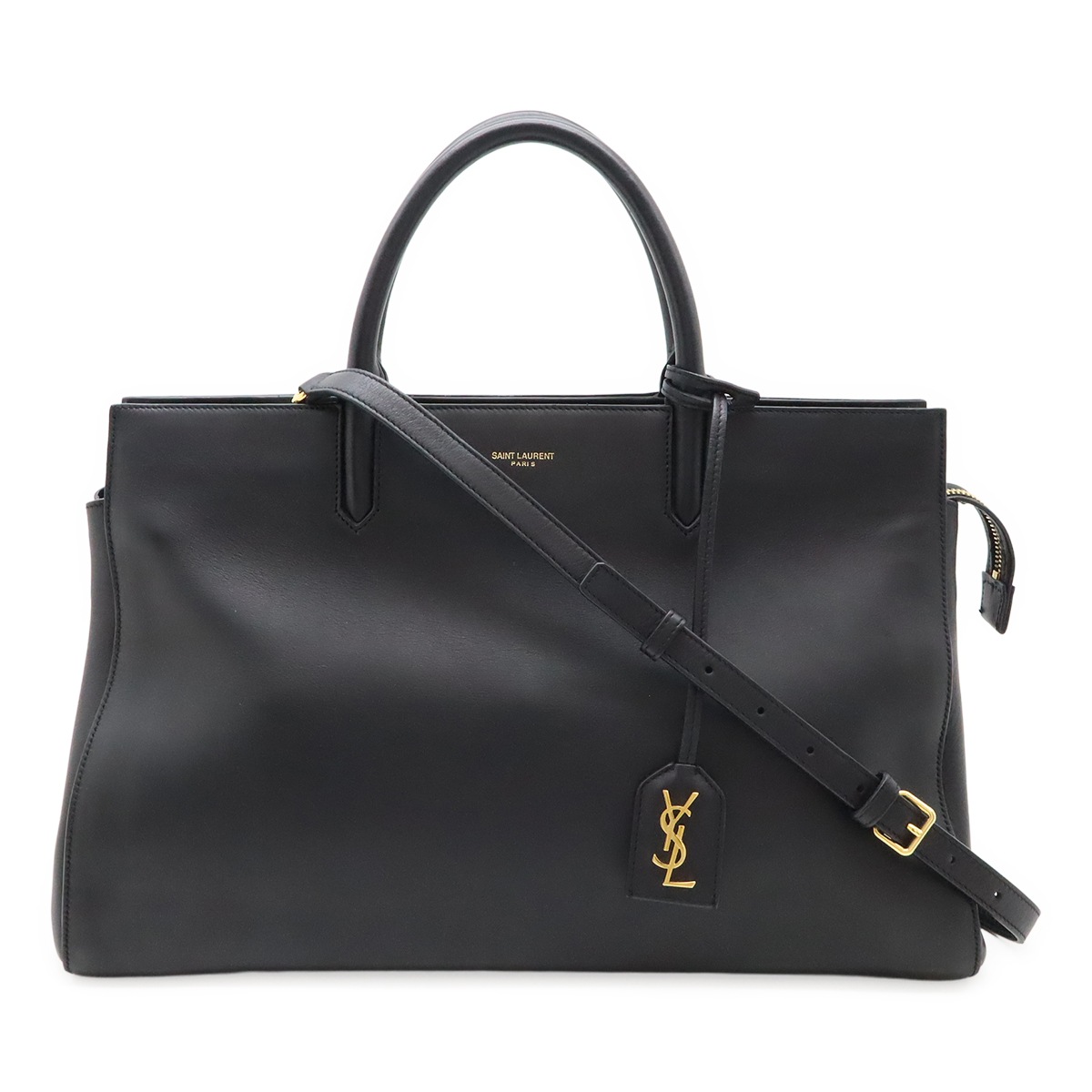 YSL イブサンローラン カバ リヴ ゴーシュ ハンドバッグ 2WAY ショルダーバッグ レザー ブラック 39445