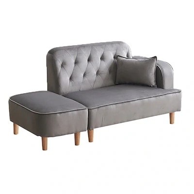 【国内即日発送】ソファー 2.5人掛け カウチソファ リビングソファ 肘付き オットマン l字 おしゃれ かわいい ベルベット調 東京倉庫から発送