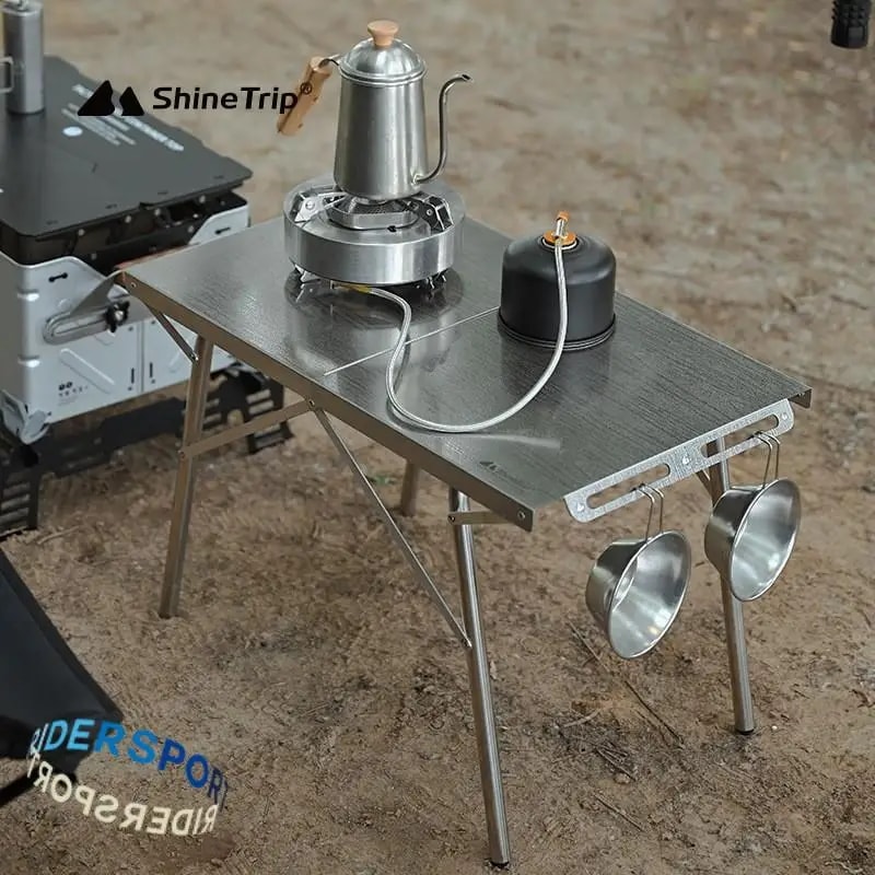 ShineTrip 野外 キャンプ 折りたたみ式テーブル携帯用 ステンレス スチール ピクニック テーブルレジャー バーベキュー 耐熱 テーブル新製品 14,700円