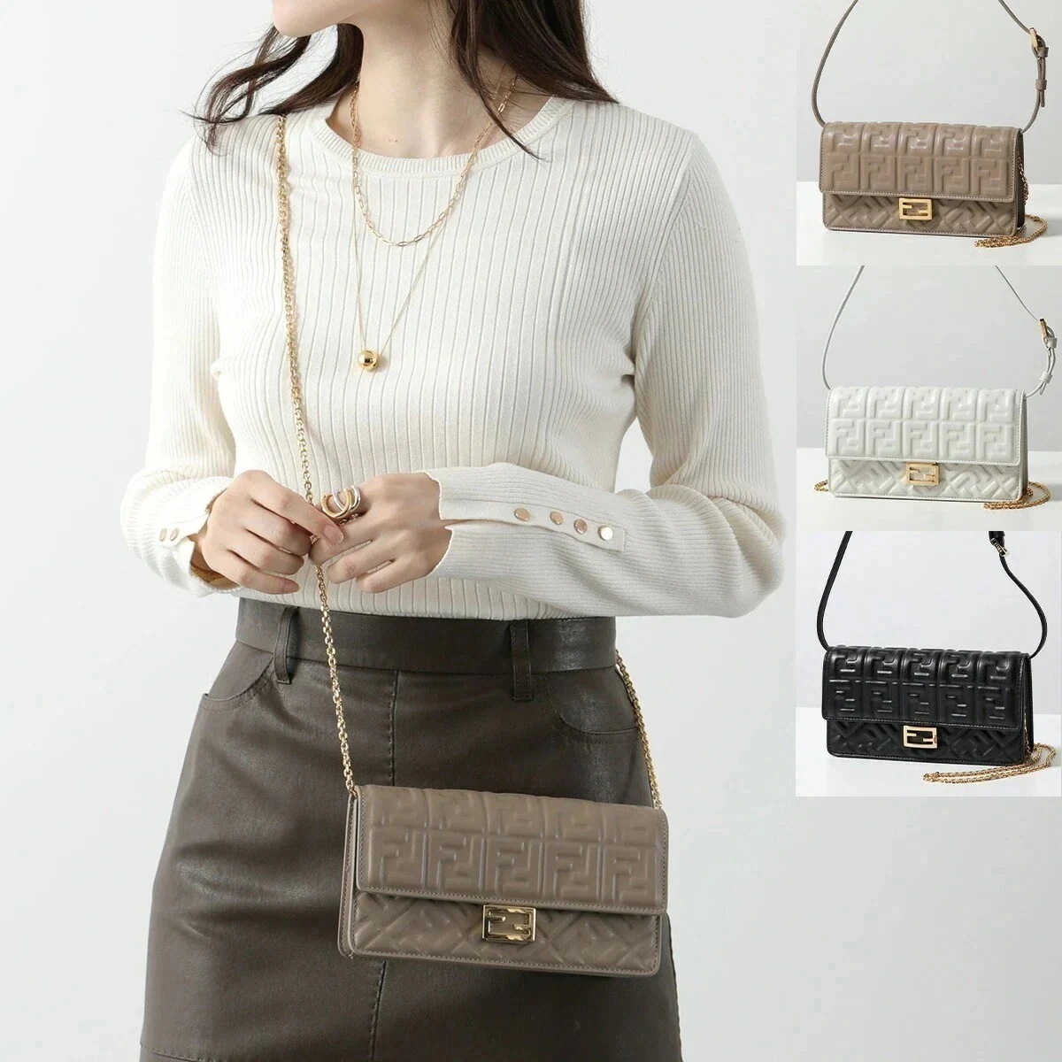 FENDI フェンディ ショルダーバッグ WALLET ON CHAIN 8M0498 AAJD レディース チェーンウォレット レザー 8M0498AAJDF