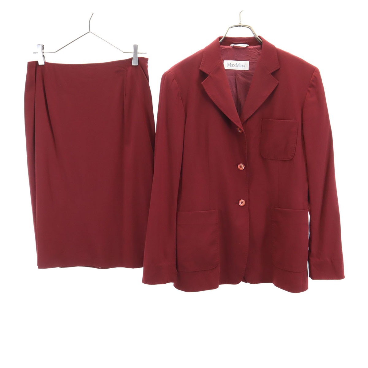 イタリア製 スカートスーツ 上下セットアップ 42 ボルドー系 レディース 古着