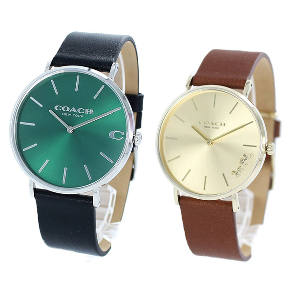 COACH コーチ 腕時計 手表 ペアウォッチ メンズ レディース CHARLES PERRY チャールズ ペリー 41ミリ/36ミリ ブラック ブラウン レザー 革 シンプル 14602436145