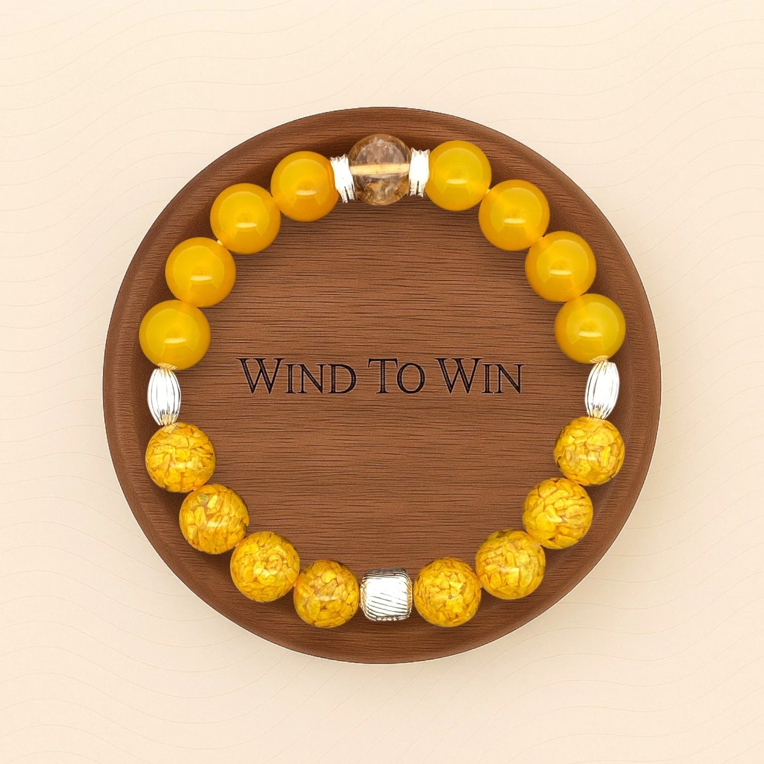 エネルギーフロー土アースイエローアゲートシトリンバーミリオン風水クリスタル祝福ブレスレット