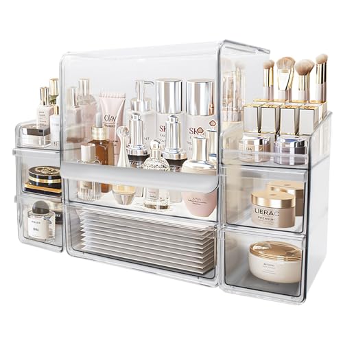 メイクボックスセット コスメ収納 透明化粧品収納ボックス コスメボックス 小物入れ ペン立て リップティント＆口紅収納 大容量 オシャレ 上品 耐久性 整理簡単 アクリル
