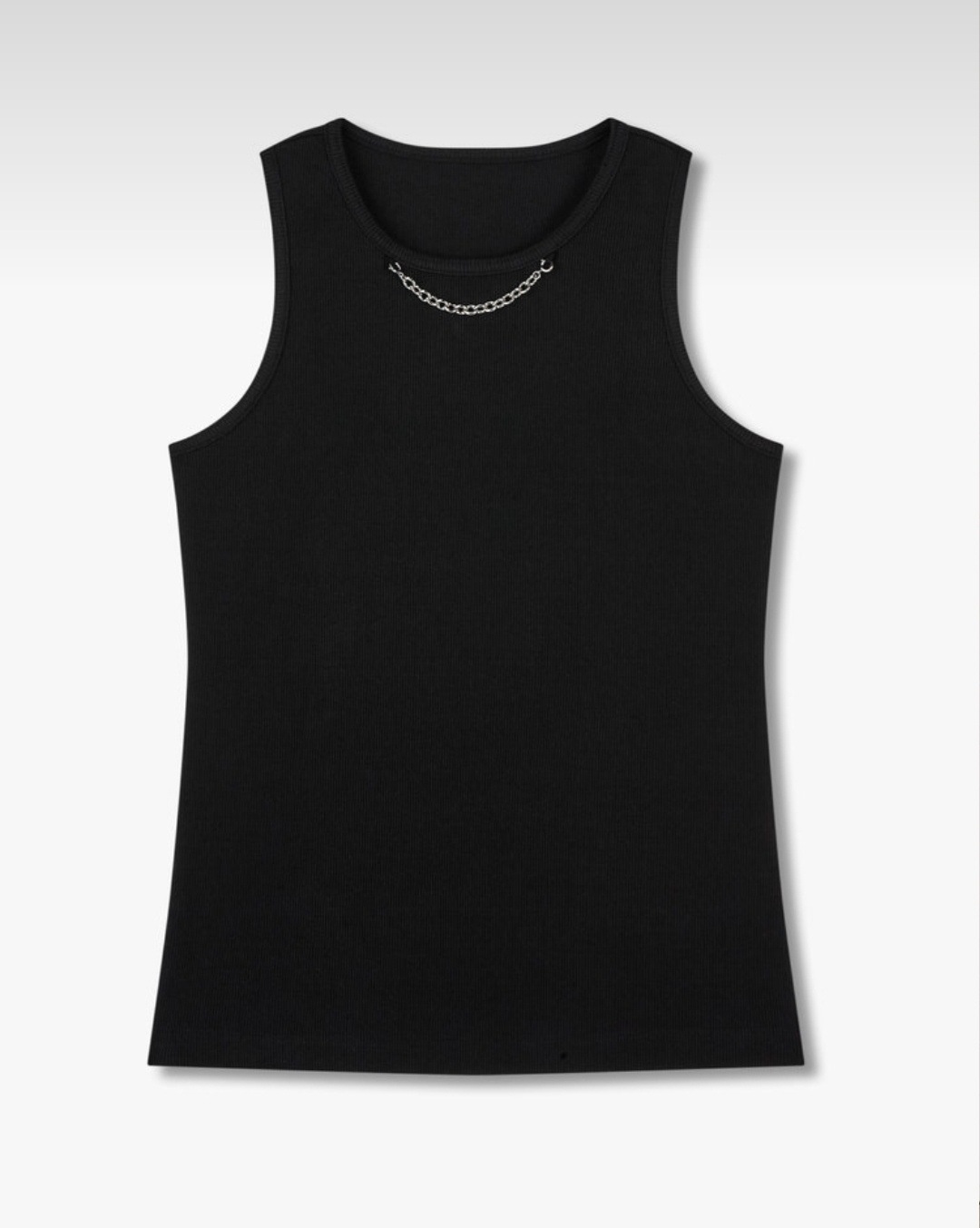 リブド チェーン スリーブレス Tシャツ