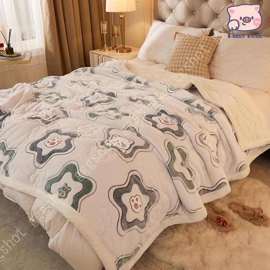 掛けふとん ル 毛布 静電気対策 肌掛け毛布 プ調 冬ふとん キルトケット 保温防寒 フス生地 冬の掛け毛布 ダ 裏起毛 毛布布団 ボア付き