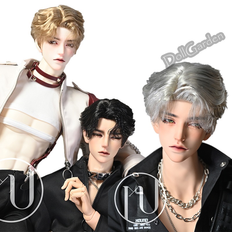 BJD 1/3 1/4 ドール用 ウィッグ ショート スタイル 特軟らかい糸 セット済み 短髪 黒 ミルクゴールド グレー 褐色 SD/小顔SD/MSDサイズ球体関節人形用ウィッグ