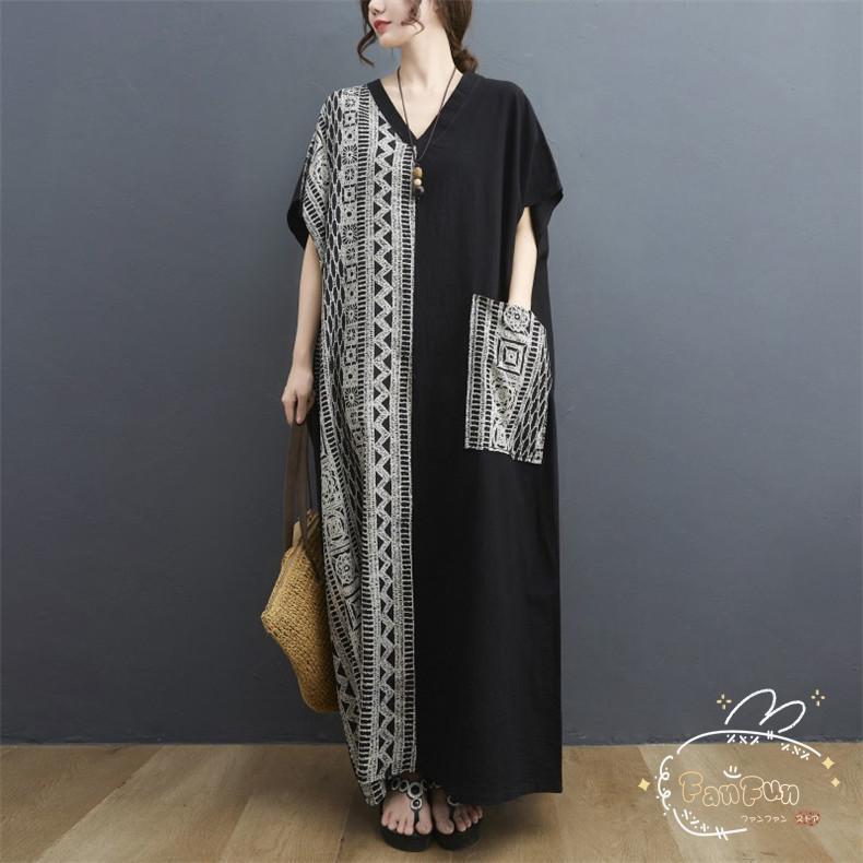 ワンピース リラックス感のあるマキシワンピ 夏 切り替え レディース 半袖 きれいめ 大きいサイズ 体のラインを拾わないシルエット 旬スタイル