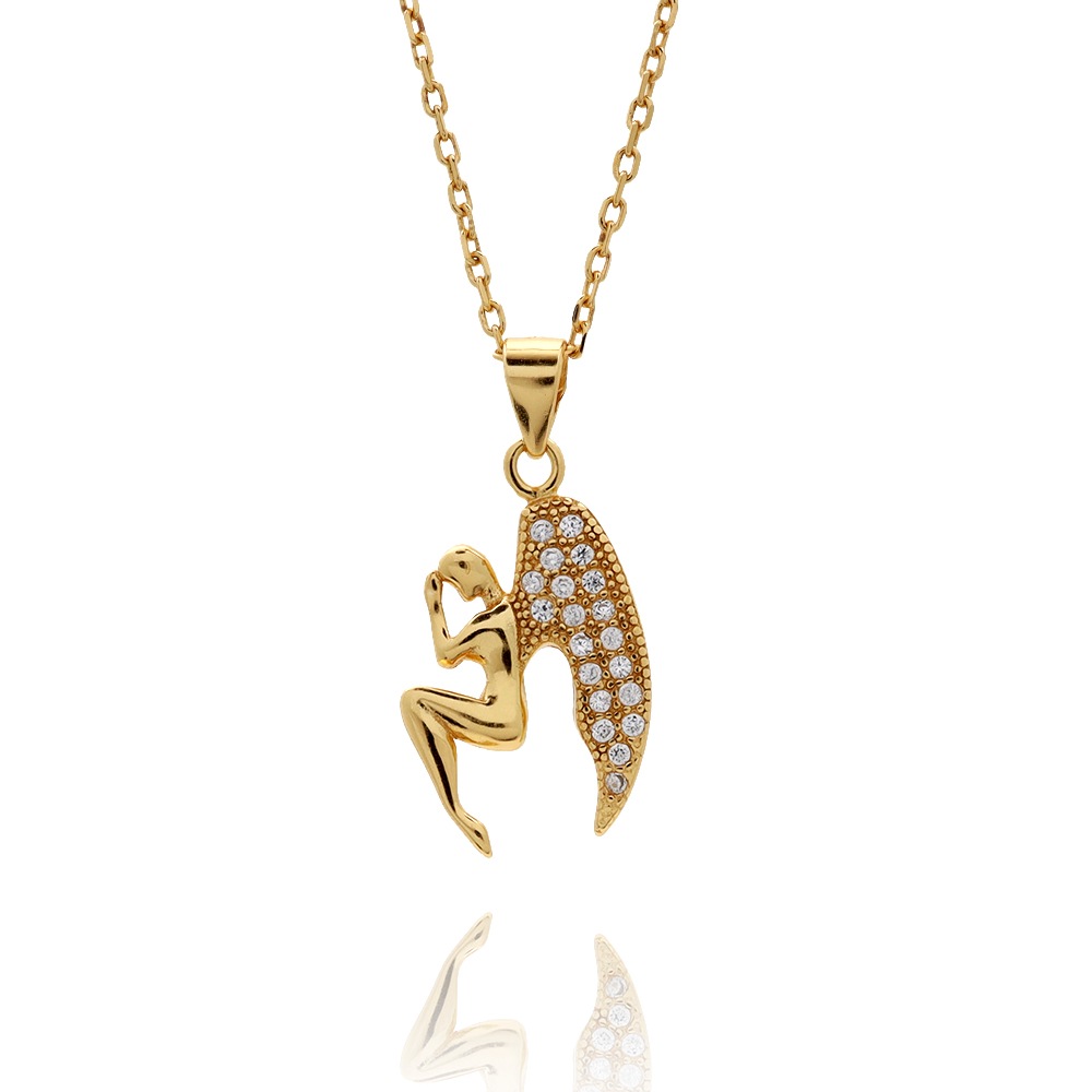 S925 エンジェル 天使 ネックレス 金 [fhns021-gold]