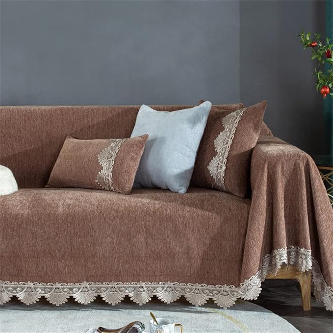 多目的カバーおしゃれなソファーカバー装飾フリルソファタオル多機能滑り止め大判ソファー保護カバー防汚・洗える3人用オールシーズン対応