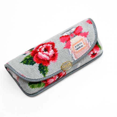 フェイラー FEILER　メガネケース エターナルヒロインETH-242003 シルバーグレー　ばら 限定品