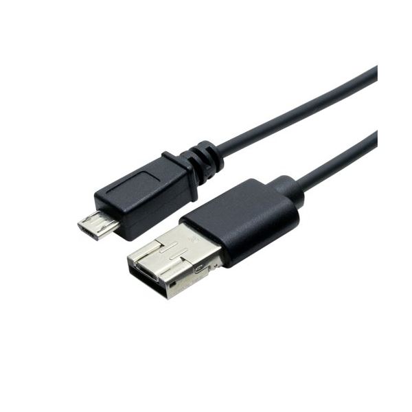 （まとめ）ミヨシ シェア機能付きmicroUSBケーブル 黒 1m USB-MS201/BK[x3]