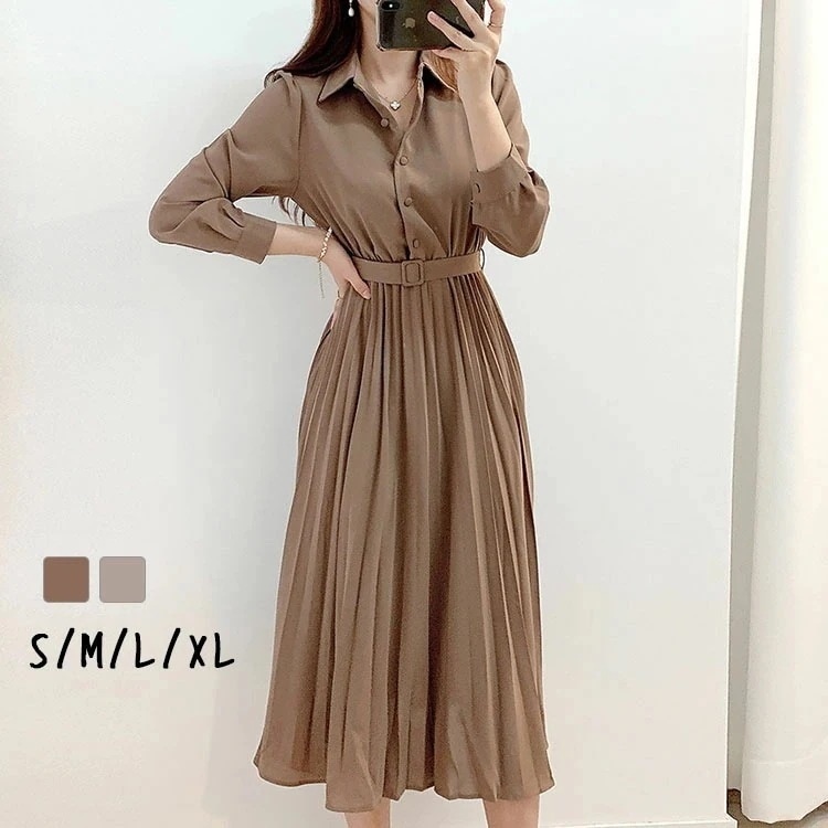 【2025新作】シャツワンピース レディース ロング 可愛い 春 秋 長袖 シャツワンピ スカート フレア ミモレ丈 おしゃれ 30代 40代 50代 きれいめ 大人 かわいい 5,185円