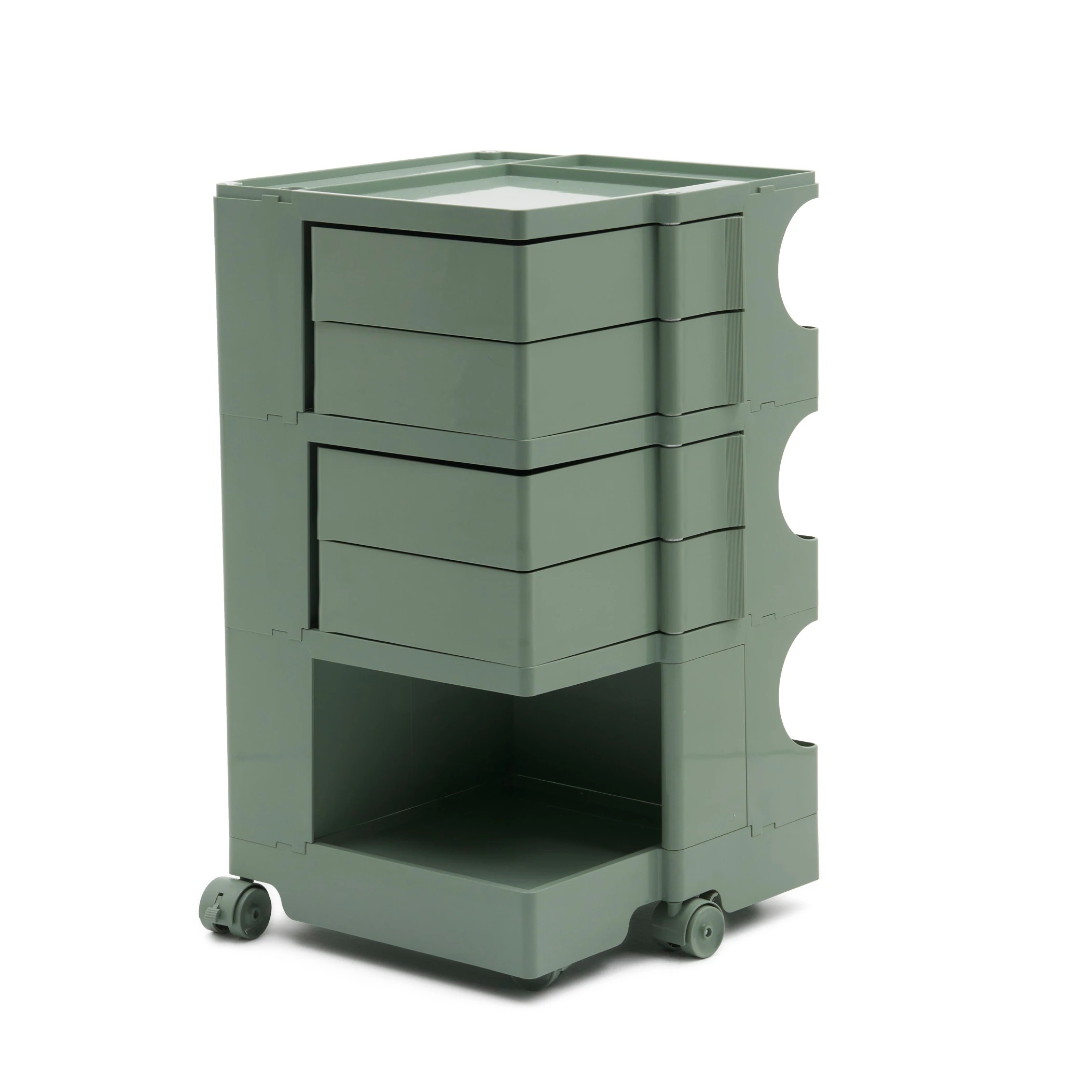 【国内発送&送·料·無·料】【フォググリーン・3段】収納ワゴン ボビーワゴン ブレーキ付き キャスター付き おしゃれ キッチンワゴン 3段トレイ ベビーワゴン 収納 回転式 キッチン収納 ラック サイ