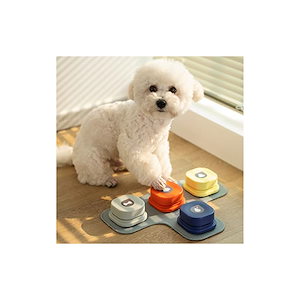 MEWOOFUN 犬用 録音ボタン 会話ボタン 音声ボタン ベル コミュニケーション トレーニング しつけ訓練 ペット 知育 おもちゃ ４色セット 天然ゴムマット付き